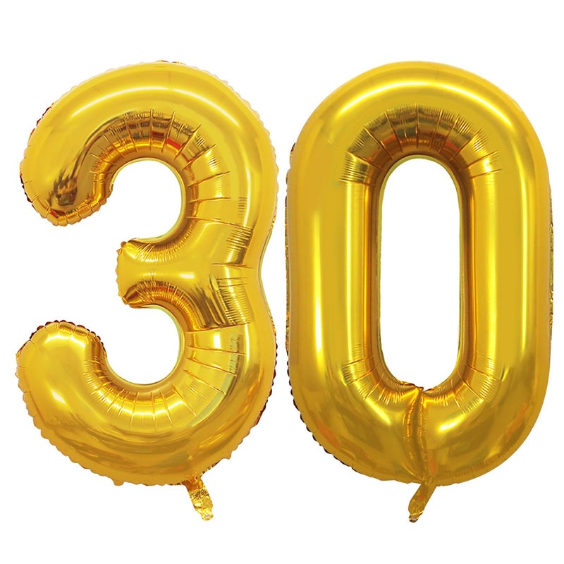GOER Number 30 Balloons for 30th Birthday Party Decorations,42 Inch Jumbo Foil Helium Balloons for 30th Anniversary (Gold) - Image 1